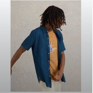 White Stuff Pembroke Short Sleeve 100% Linen Shirt UK Brand Classic Fit sz XXL